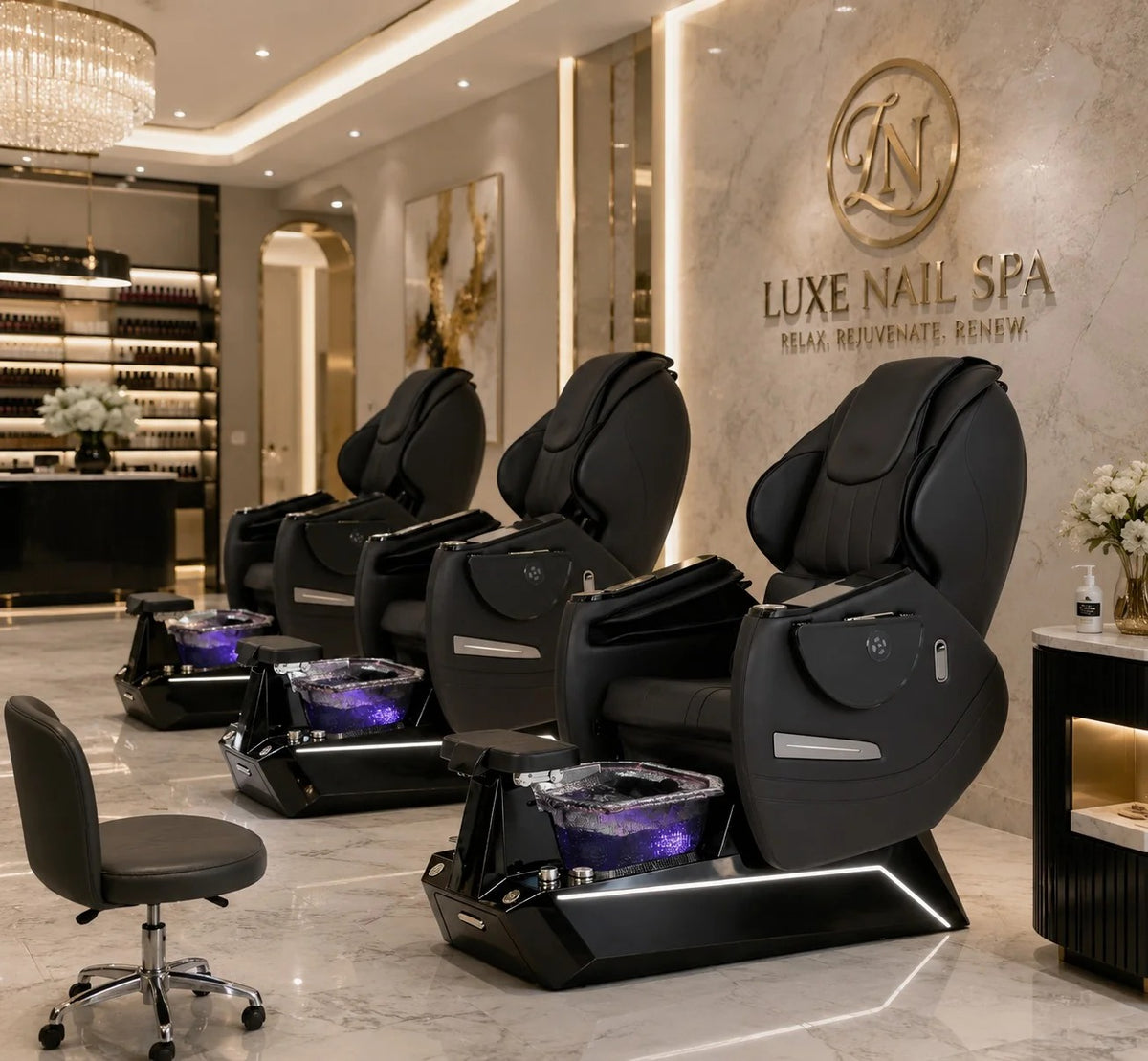 VINA Spa Pedicure Chair - Elite Luxe (Black)