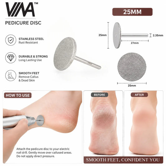 Diamond-Coated Stainless Steel Pedicure Disc Bit
